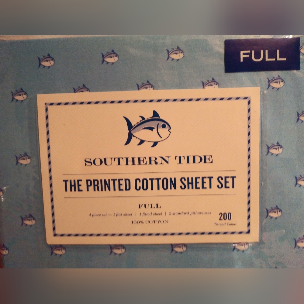 New Southern Tide full Size sheet set Skipjack, Blue Topaz